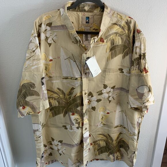 New Kahala Hawaiian Men’s Short Sleeve Button Up Shirt Sz. 2XL (XXL Floral Print - Picture 1 of 7